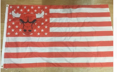 Chicago Bulls Flag-3x5FT Chicago Bull flags Banner-100% polyester by flagsshop