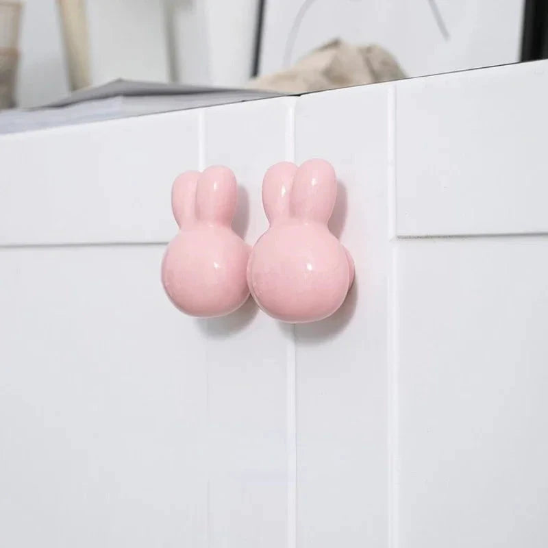 Bunny Cabinet Knobs Cute Ceramic Drawer Pulls Handles for Kids Room by Bowlift