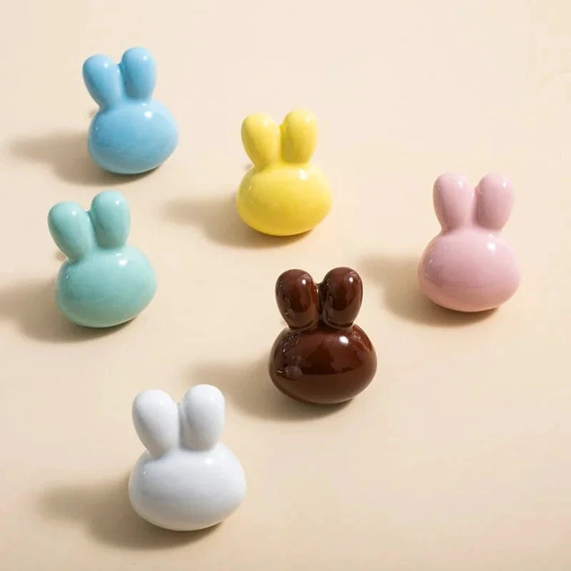 Bunny Cabinet Knobs Cute Ceramic Drawer Pulls Handles for Kids Room by Bowlift