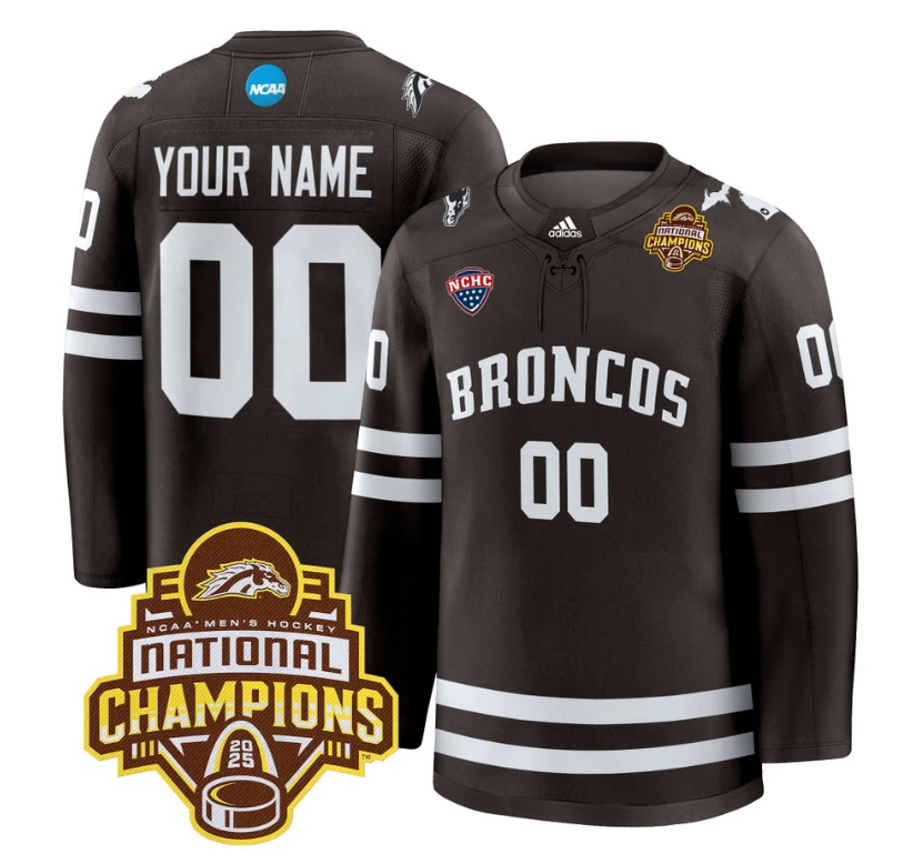 Custom Western Michigan Broncos Jersey 2025 National Champions Patch Premium Stitched Brown by Hockey David