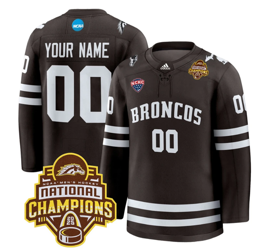 Custom Western Michigan Broncos Jersey 2025 National Champions Patch Premium Stitched Brown by Hockey David