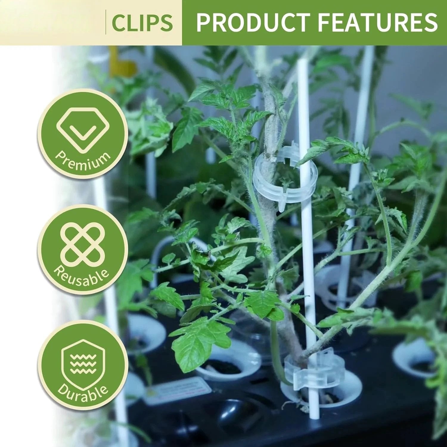 Tomato Clips, Plastic Trellis Clips by BowLift