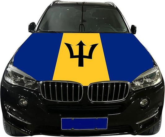Barbados Country Nation Car Hood Cover Flag ,Engine Flag ,3.3X5ft/6X7FT, 100% Polyester Elastic Fabrics Can be Washed Suitable for large SUV and Pickup Trucks by flagsshop