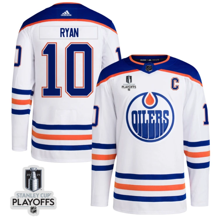 Derek Ryan 10 Edmonton Oilers 2024 NHL Playoffs Patch Away Jersey - Men, White by Hockey David