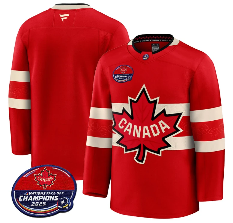 Men Team Jersey Canada 4 Nations Face-Off 2025 Champions V2 Red by Hockey David