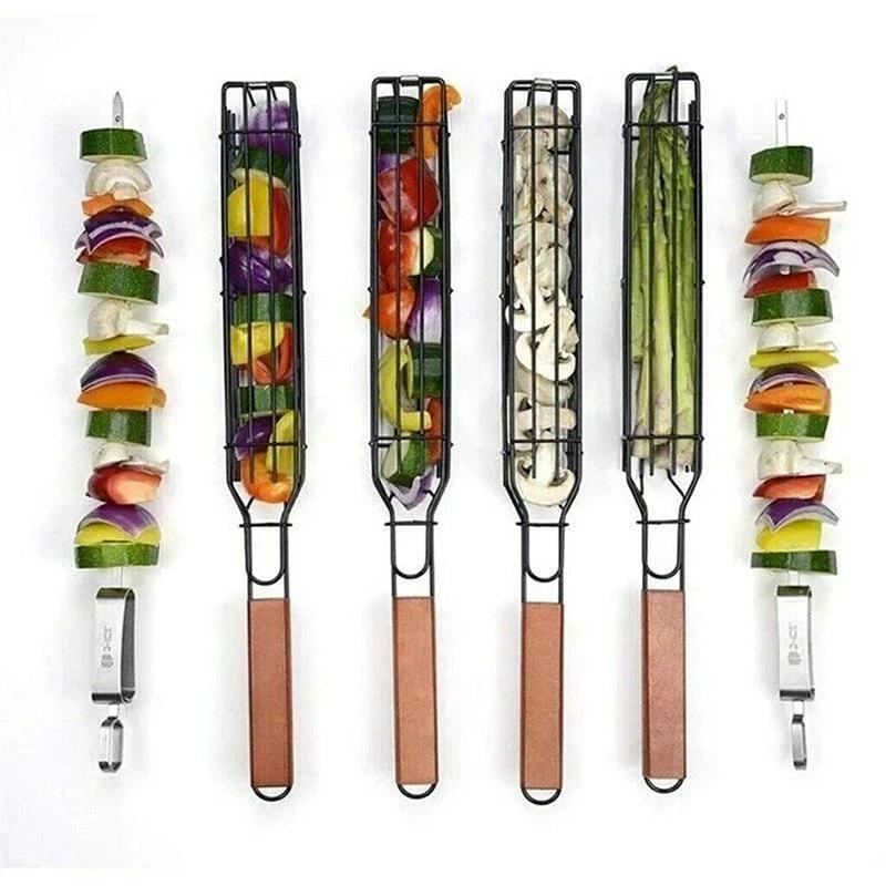 Camping Barbecue BBQ Grilling Basket Outdoor Portable Nonstick Grill by Bowlift
