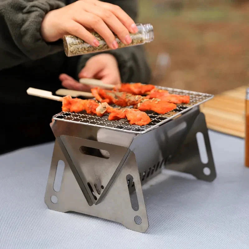 Camping Barbecue Grill Portable Folding Stainless Picnic BBQ Rack by Bowlift