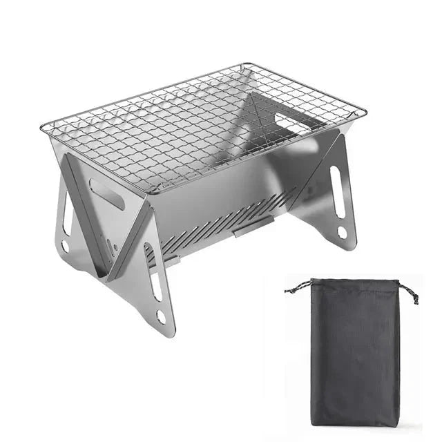 Camping Barbecue Grill Portable Folding Stainless Picnic BBQ Rack by Bowlift