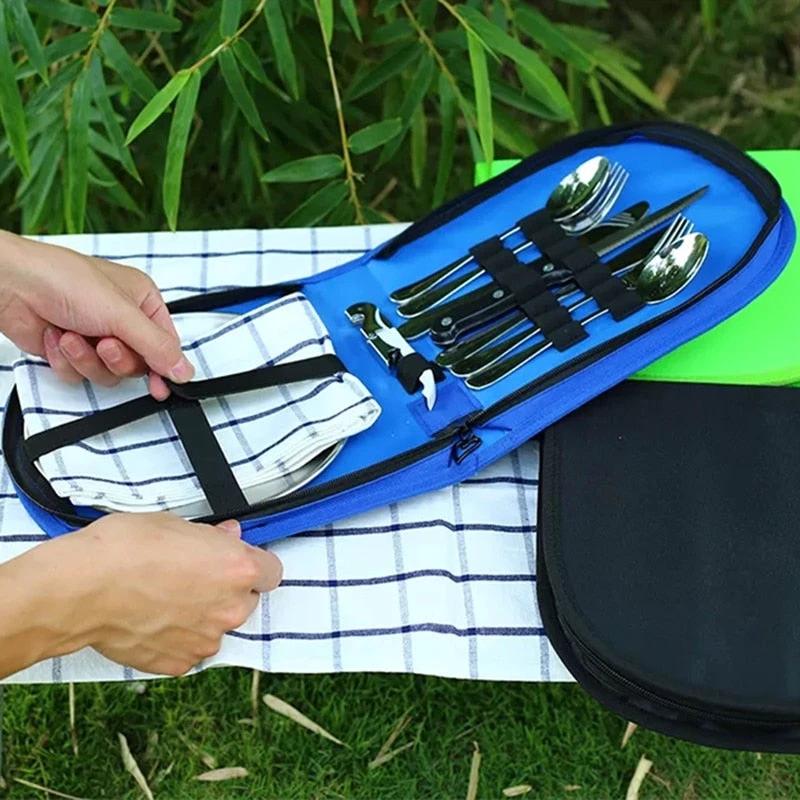 Camping Tableware Set Stainless Steel Picnic Cutlery Set by Bowlift