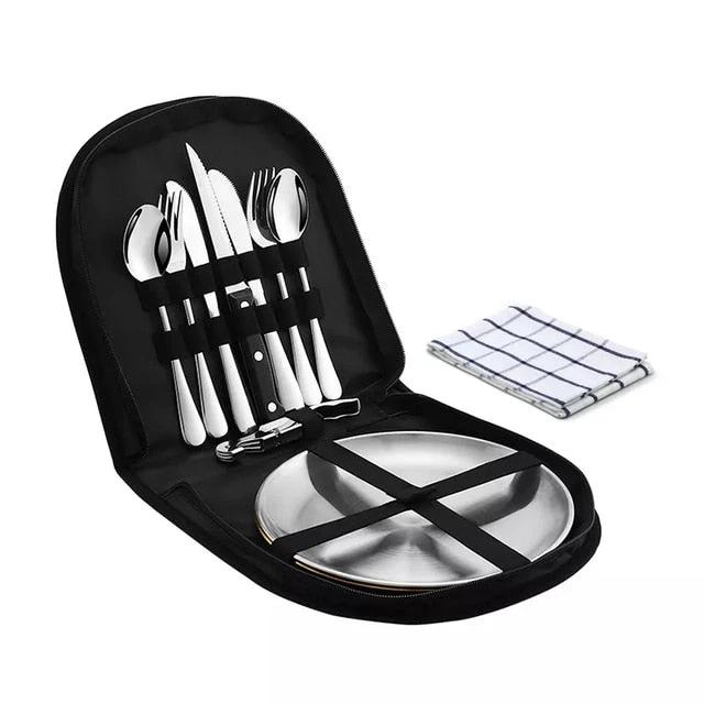 Camping Tableware Set Stainless Steel Picnic Cutlery Set by Bowlift