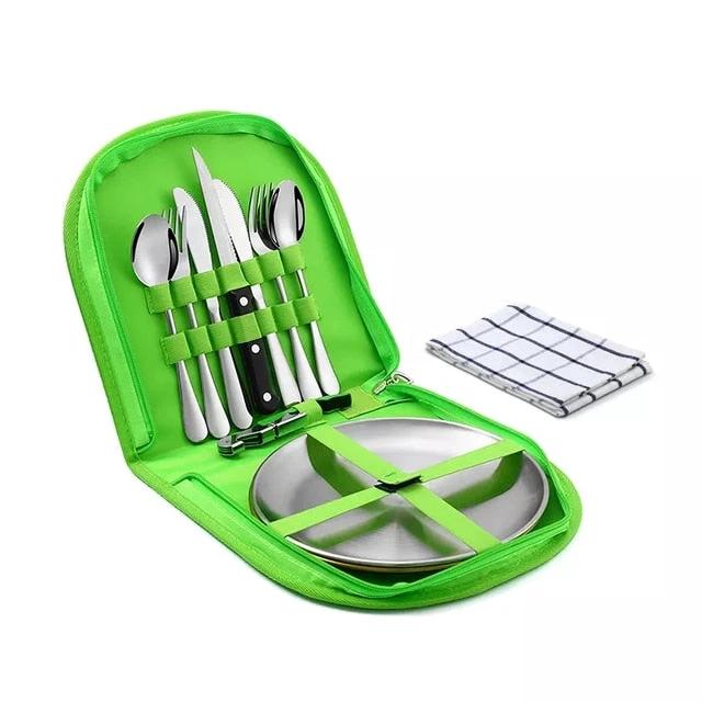 Camping Tableware Set Stainless Steel Picnic Cutlery Set by Bowlift