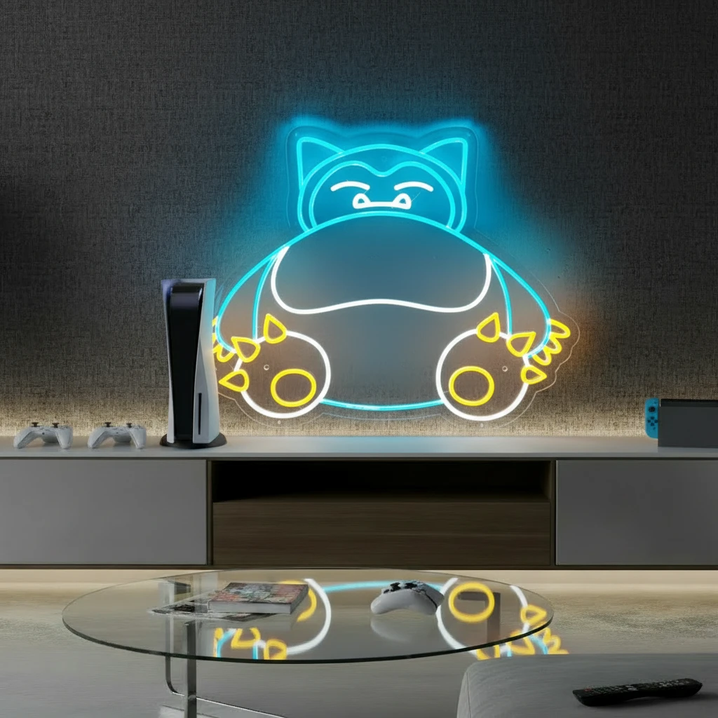 Anime Neon Sign Snorlax Cartoon Neon Sign by Neonchics