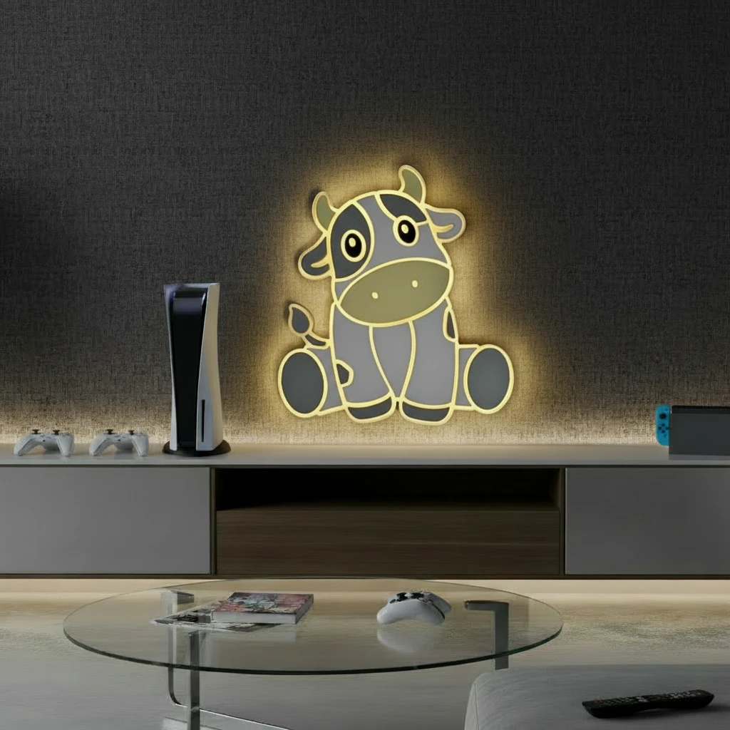 Cute Cow Light Sign Kids Room Decor Sign by Neonchics
