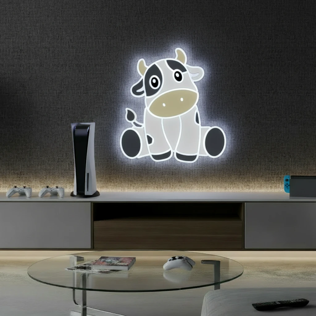 Cute Cow Light Sign Kids Room Decor Sign by Neonchics