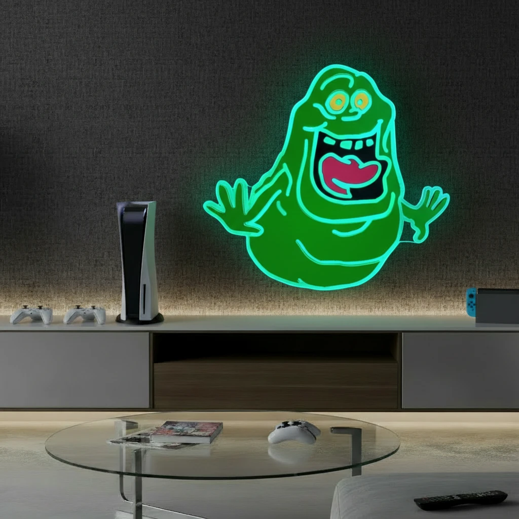 Ghostbusters Slimer Sign Led Sign for Gaming Room Wall Decor by Neonchics