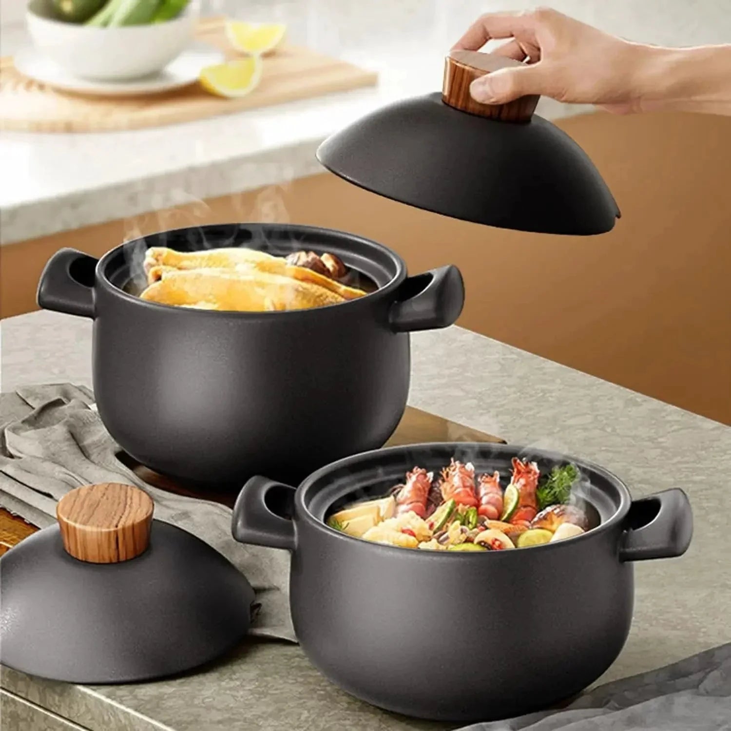 Casserole Stew Pot Ceramic Cookware Soup Cooking Pot Kitchen Crock Pot by Bowlift