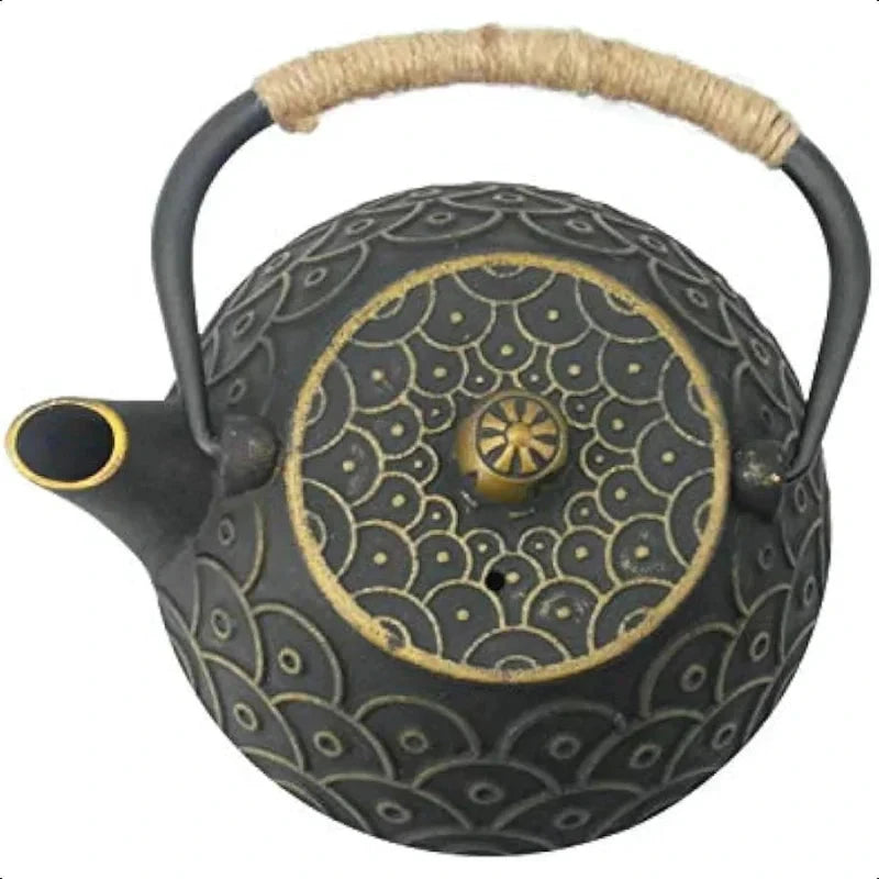 Cast Iron Teapot with Stainless Steel Infuser Loose Leaf Tea Kettle by Bowlift