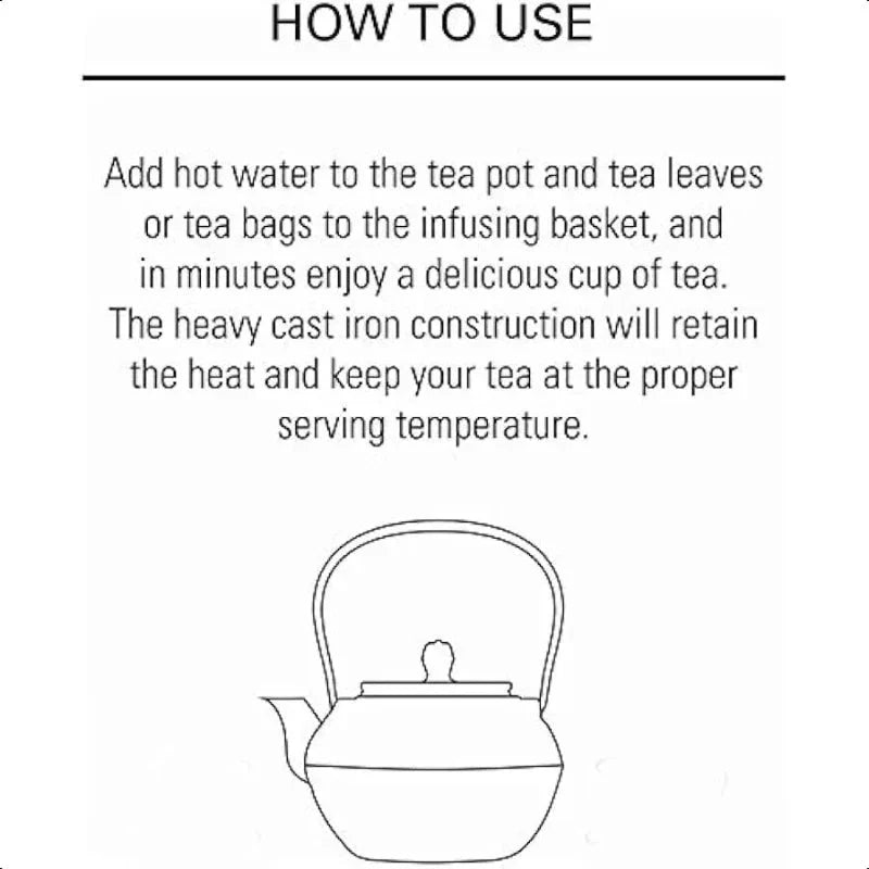 Cast Iron Teapot with Stainless Steel Infuser Loose Leaf Tea Kettle by Bowlift