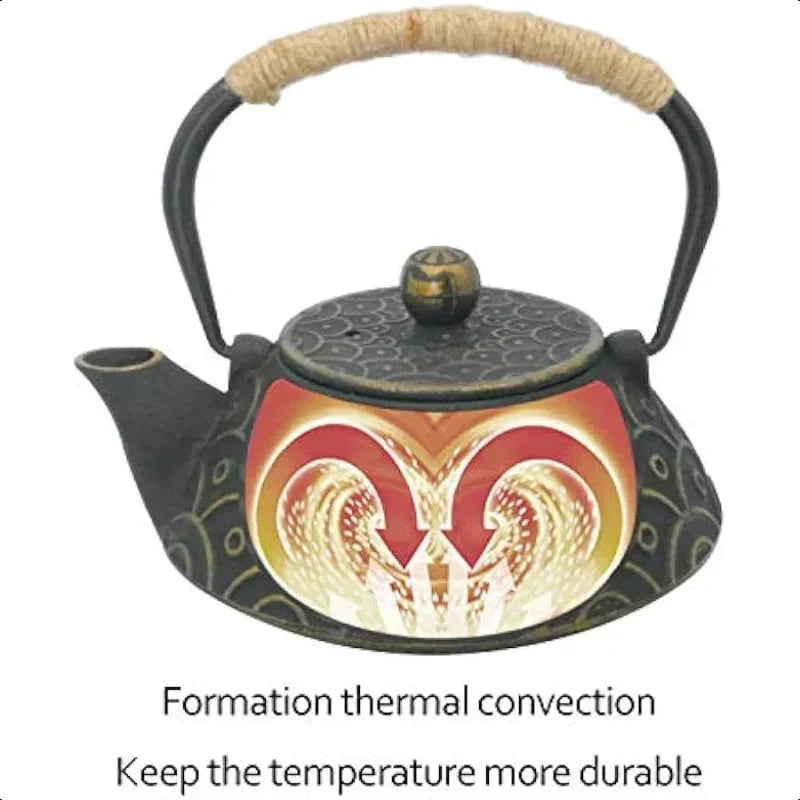 Cast Iron Teapot with Stainless Steel Infuser Loose Leaf Tea Kettle by Bowlift