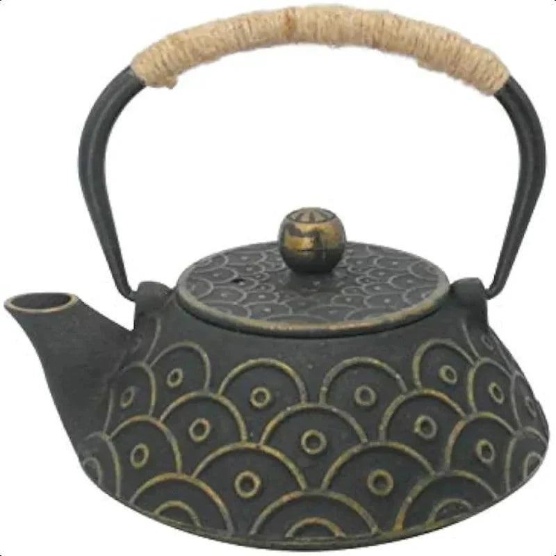 Cast Iron Teapot with Stainless Steel Infuser Loose Leaf Tea Kettle by Bowlift