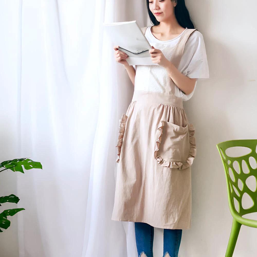 Chic Ruffle Pocket Apron by Casa & Beyond