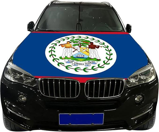 Belize Country Nation Hood Cover Flag ,Engine Flag of Portugal,3.3X5ft/6X7FT, 100% Polyester Elastic Fabrics Can be Washed Suitable for large SUV and Pickup Trucks by flagsshop
