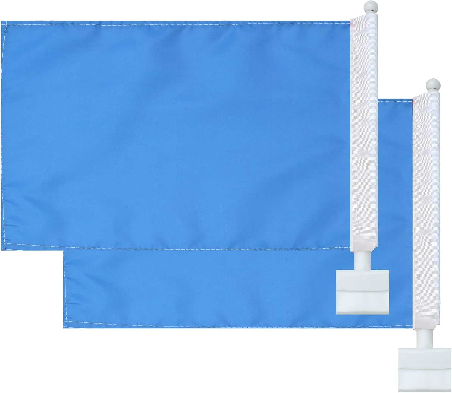 Pure sky blue flag Car Window Flag of Azure 11X18 Inch(28x46cm) 100% Polyester, Strong White Flagpole by flagsshop