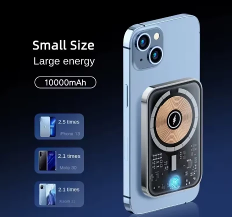 Transparent Magnetic Mini Wireless Power Bank by BowLift