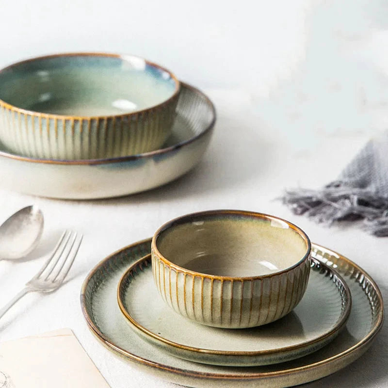 Ceramic Dessert Plate and Rice Bowl Tableware Kitchen Dinnerware by Bowlift