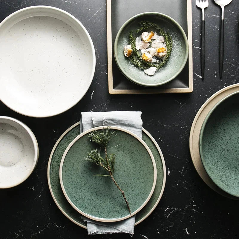 Ceramic Dinner Plate Elegant Western Tableware for Steak and Salads by Bowlift