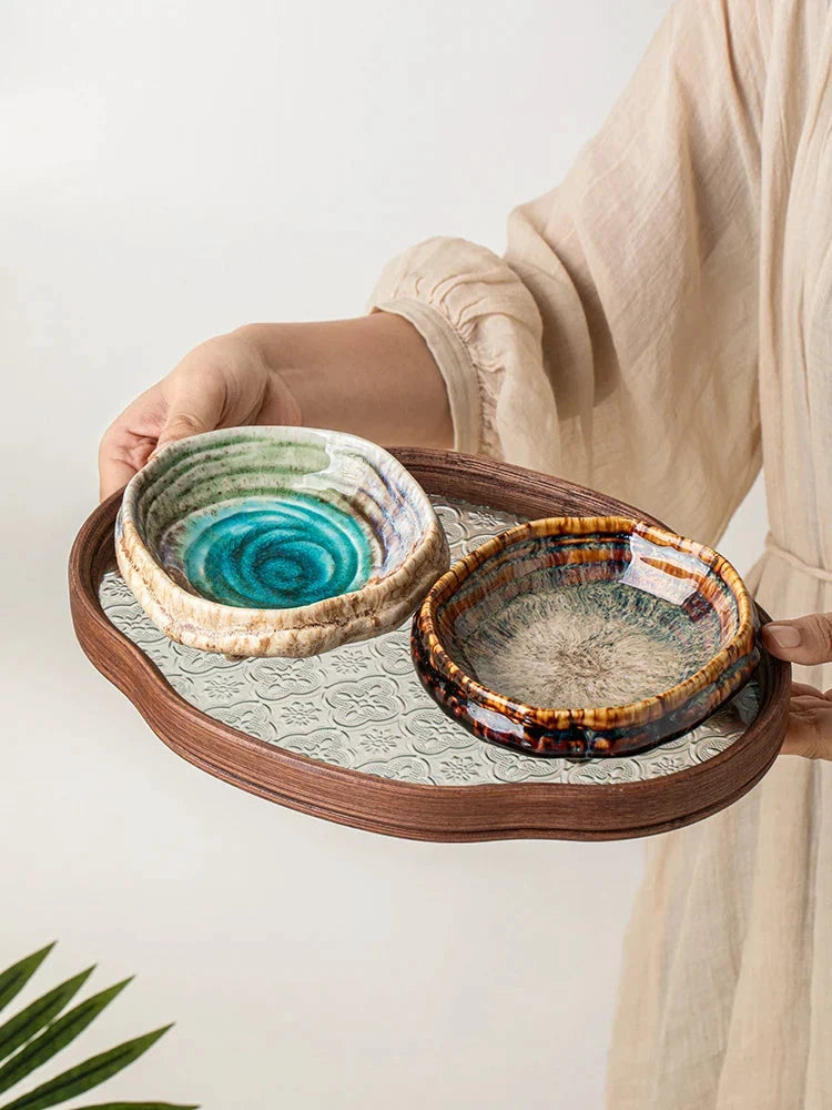 Ceramic Ice Cracked Glaze Molecular Cuisine Tableware Dessert Platter by Bowlift