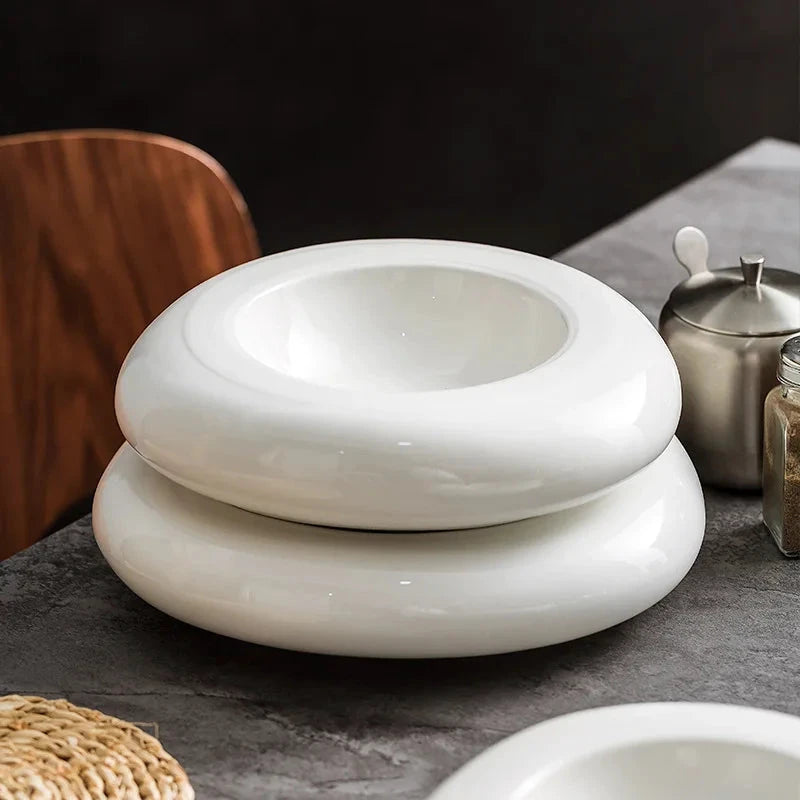 Ceramic Insulation Plate White Irregular Cold Dish Plate for Cuisine by Bowlift