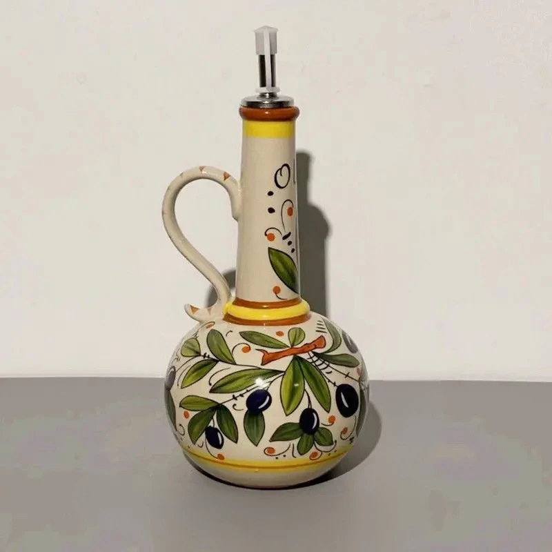 Ceramic Oil Bottle Kitchen Seasoning Dispenser with Drip-Free Spout by Bowlift