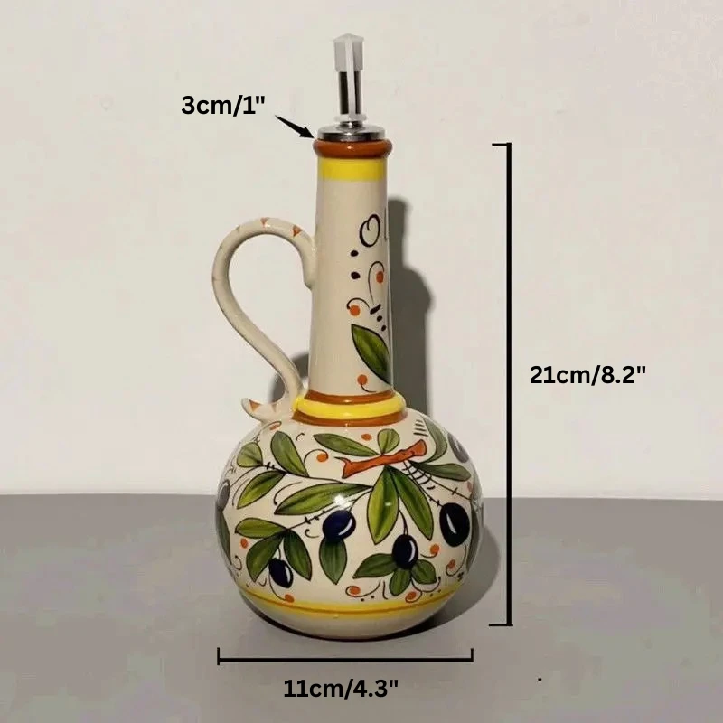 Ceramic Oil Bottle Kitchen Seasoning Dispenser with Drip-Free Spout by Bowlift
