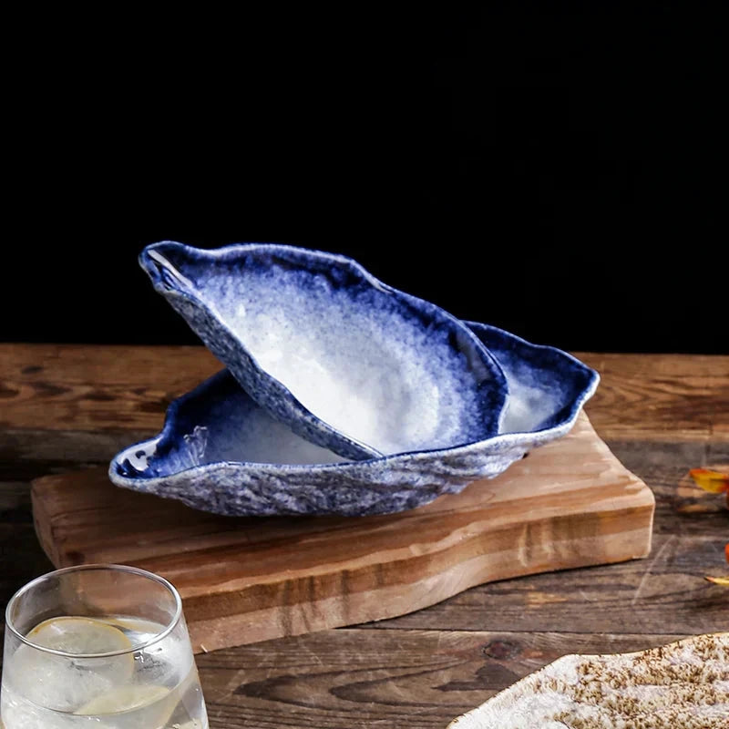 Ceramic Oyster Creative Plate Sushi Sashimi Cold Dish Tableware Plate by Bowlift