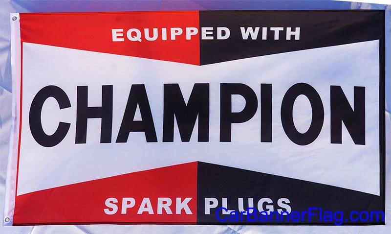 Champion Flag-3x5FT Equipped with Champion Spark Plugs banner by flagsshop