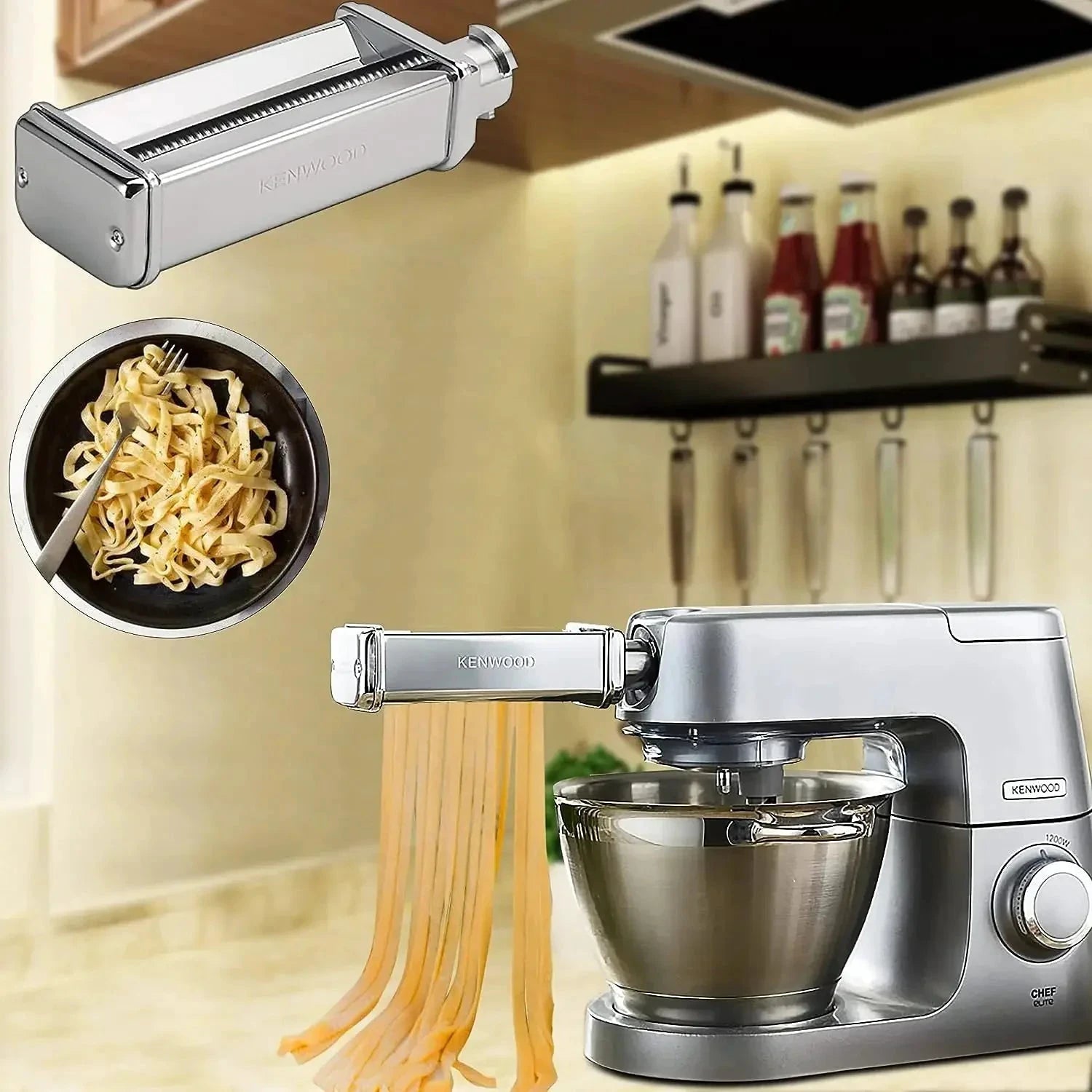 Chef Sheeter Set Spaghetti Cutter and Fettuccine Cutter Accessory by Bowlift
