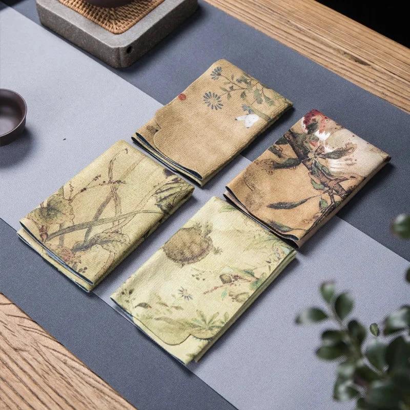 Chinese Style Square Dishcloth Lotus Table Mat Napkins For Plate by Bowlift