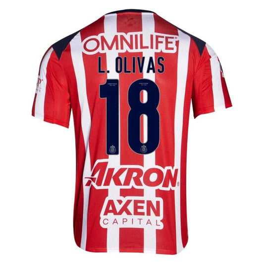 Chivas 2025-26 L. OLIVAS 18 Home Jersey – Red by Soccer Jersey