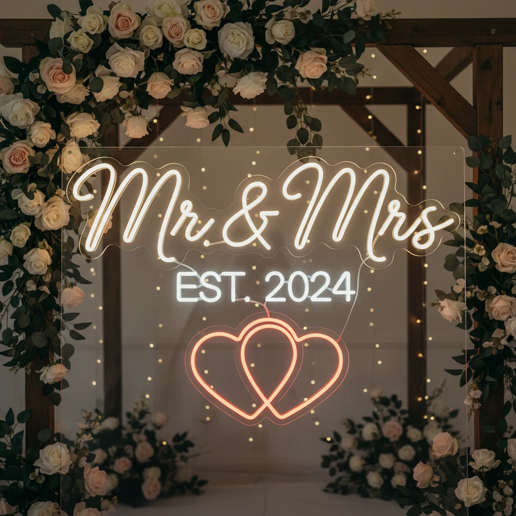Just Married Neon Sign for Wedding Party Decor by Neonchics