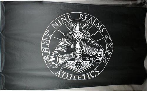 Thor flag Nine Realms Athletics Flag-3x5 FT Class thor Banner-100% polyester-2 Metal Grommets by flagsshop