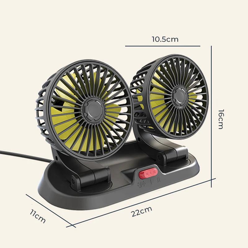 Mini swivel fan with double head for the car by Bowlift