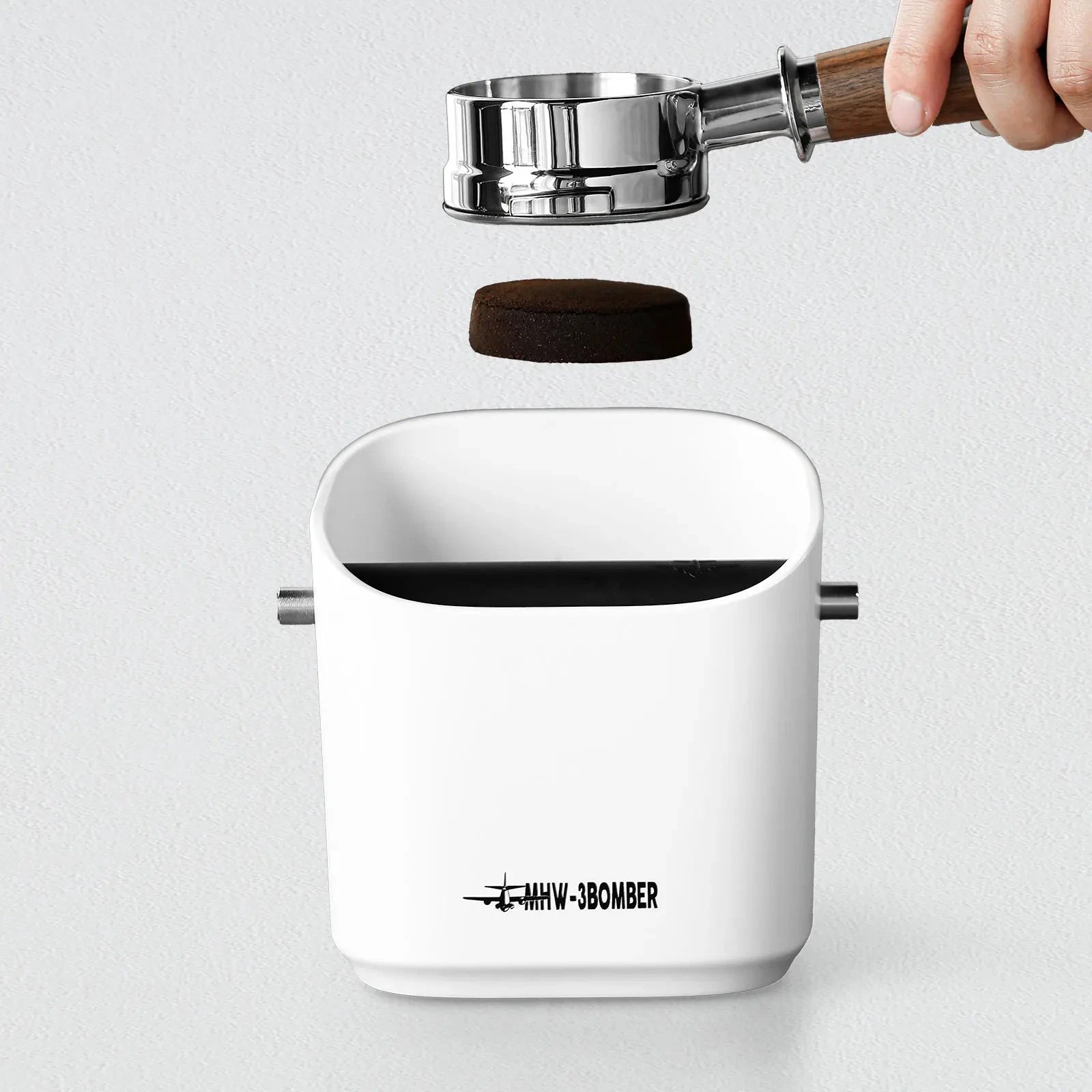 Coffee Grounds Knock Box Square Removable Knock Bar and Non-Slip Base by Bowlift