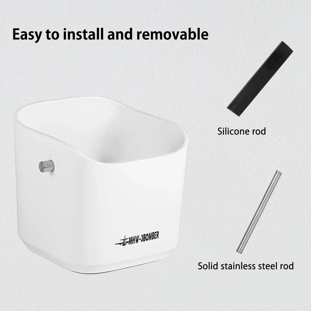 Coffee Grounds Knock Box Square Removable Knock Bar and Non-Slip Base by Bowlift