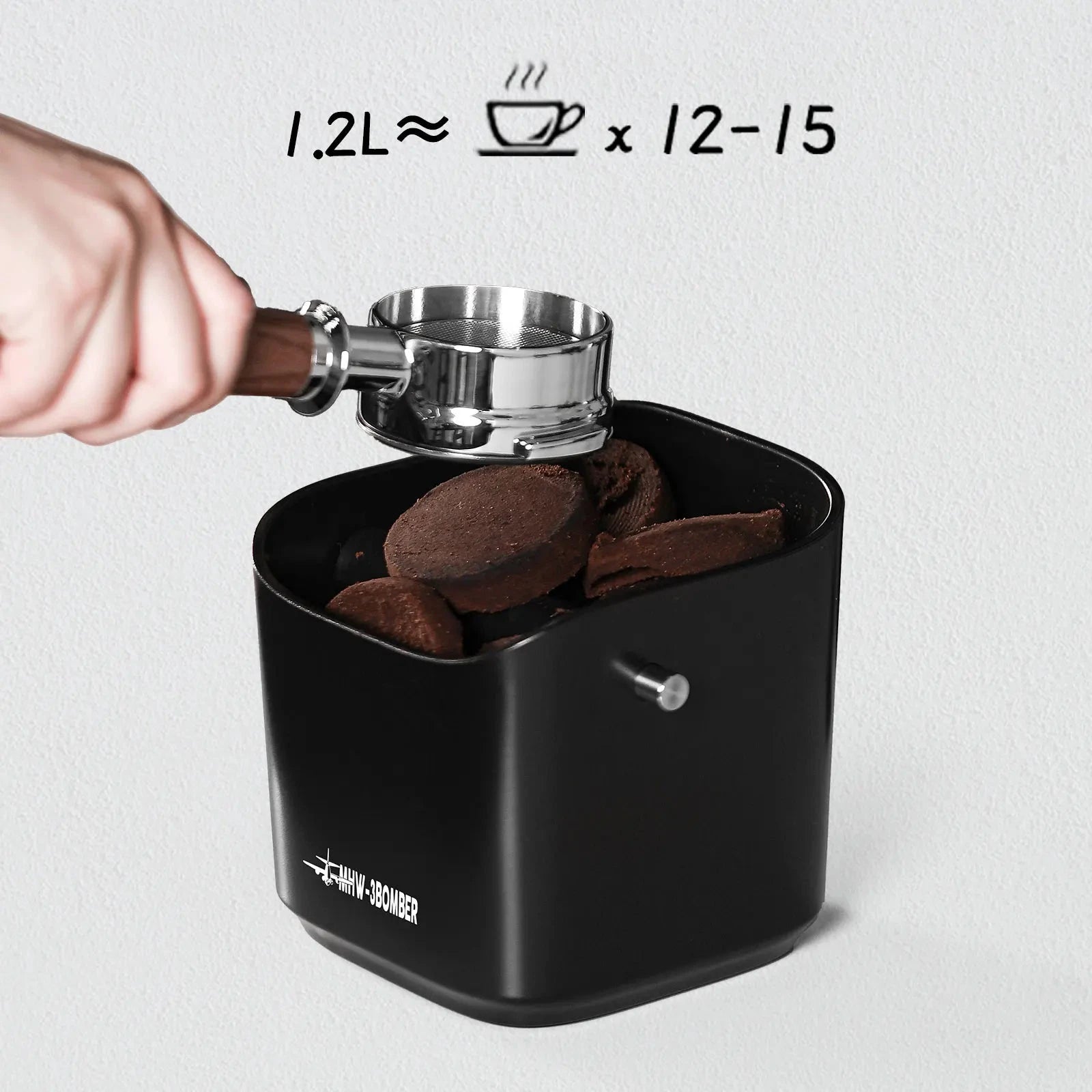 Coffee Grounds Knock Box Square Removable Knock Bar and Non-Slip Base by Bowlift