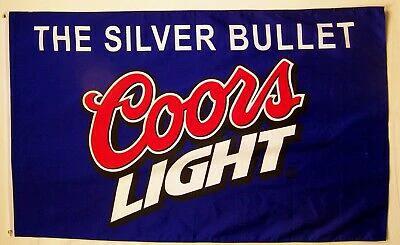 Coors Light Flag-3x5 FT Coors Light Silver Bullet Beer Banner-100% polyester-2 Metal Grommets by flagsshop