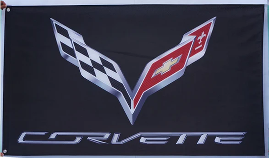 Custom Corvette flag-3x5 ft - 100% polyester-Vertical by flagsshop