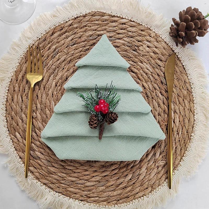 Cotton Cloth Napkins Set of 10 Solid Color Table Napkins Decoration by Bowlift