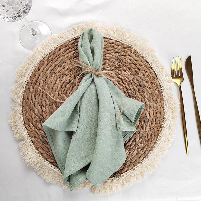 Cotton Cloth Napkins Set of 10 Solid Color Table Napkins Decoration by Bowlift
