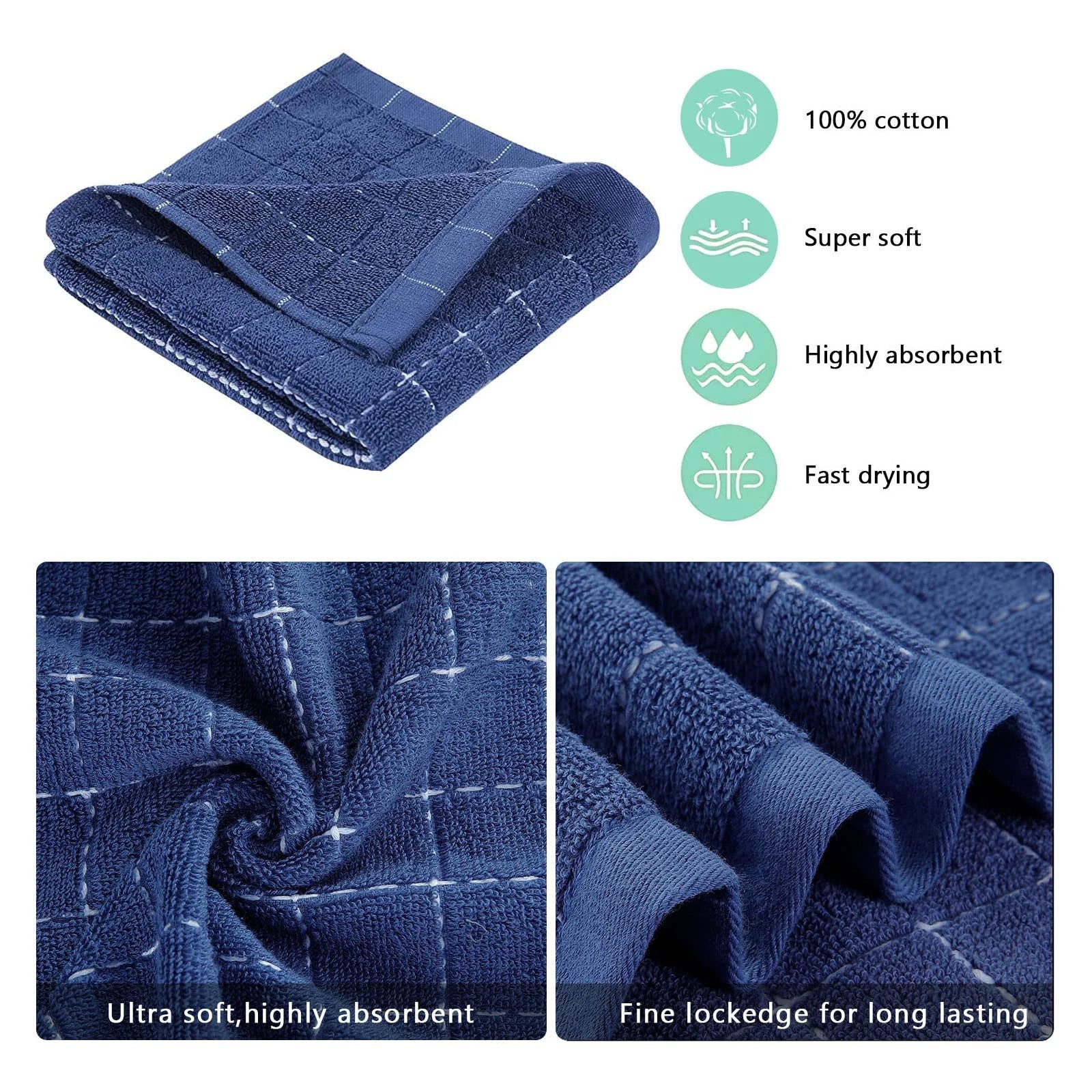 Cotton Dishcloth Home Ultra Soft And Absorbent Kitchen Towel by Bowlift